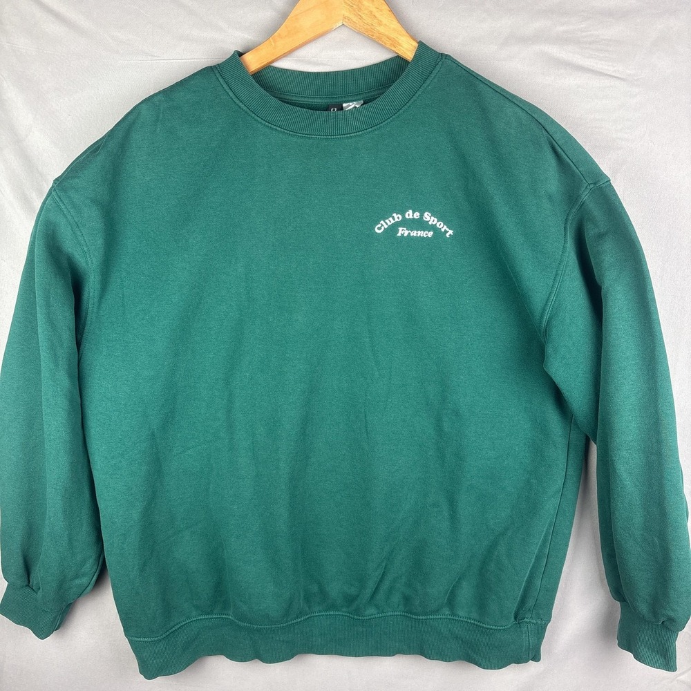 Divided Club De Sport Crewneck Sweatshirt Mens Medium Green Pullover Fleece